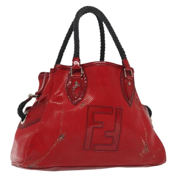 FENDI Tote Bag Enamel Red Silver - Picture 1 of 13